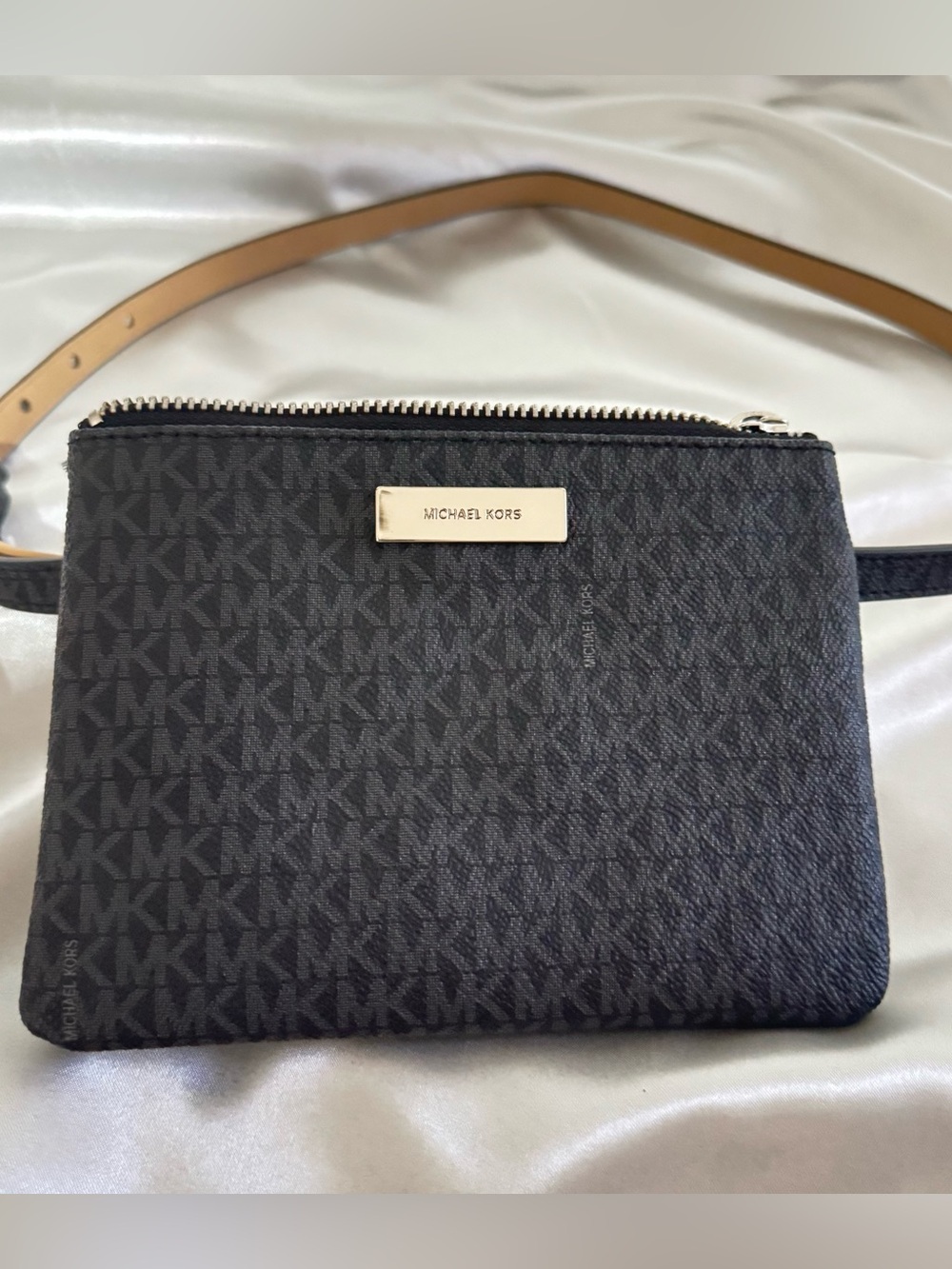 Michael Kors Black and Grey MK Logo Belt Wallet/Pouch